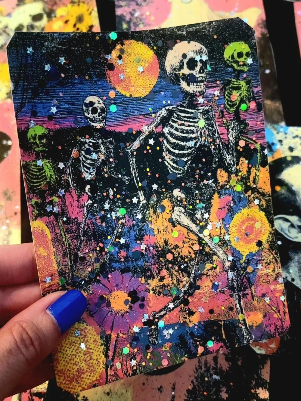 16 Halloween Stickers Large Whimsy Goth Witches Ghosts Monsters with Glitter
